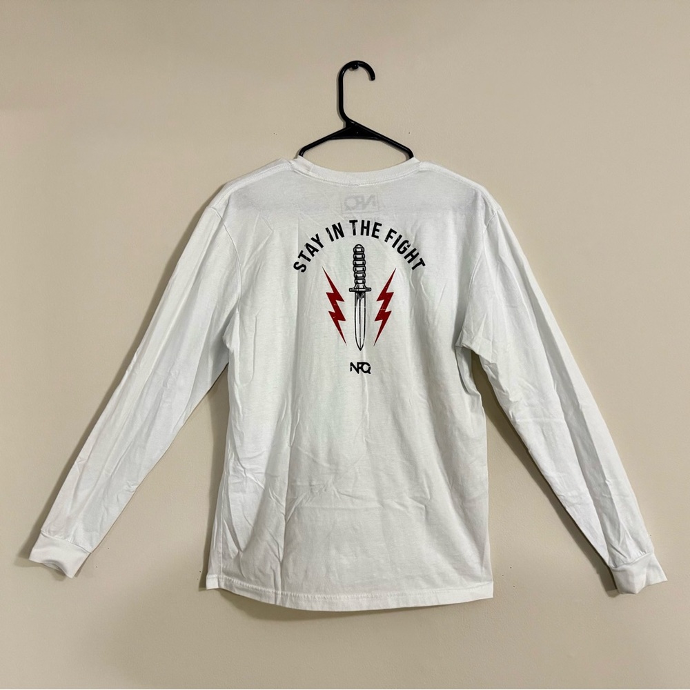 NFQ Never F*****g Quit “Stay in the Fight” White Long Sleeve Shirt (Medium)